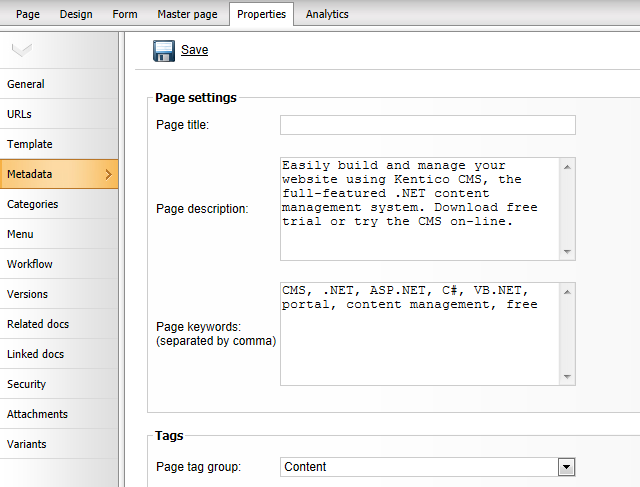 Metadata settings #2