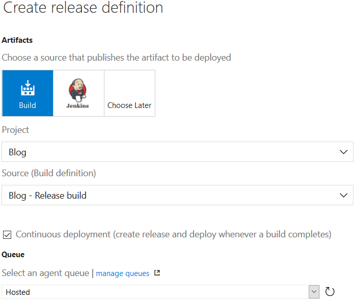 Create release definition