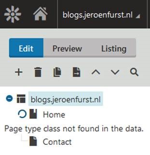 Page type class not found in the data Page type class not found in the data