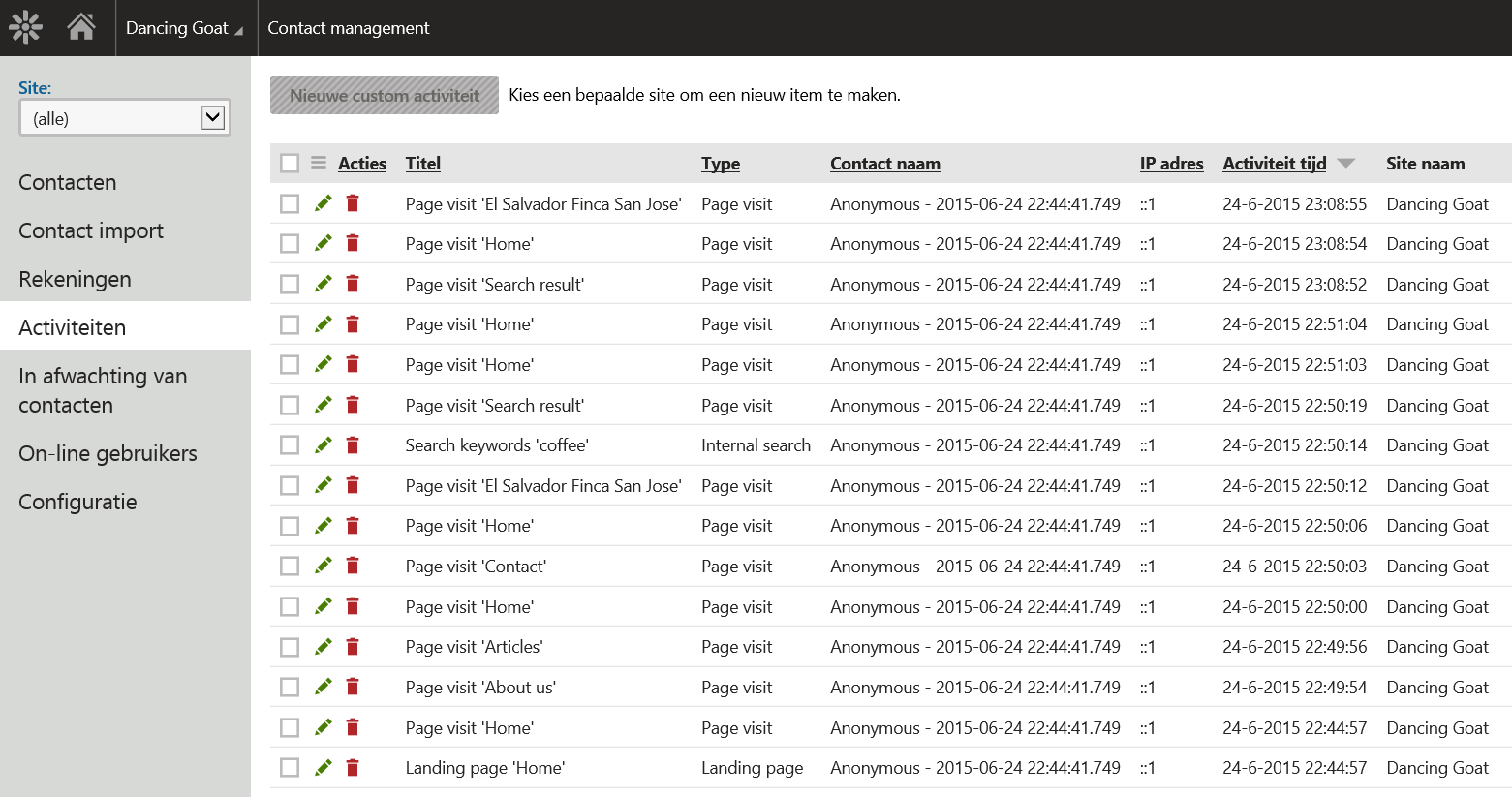 Contact management en activiteiten