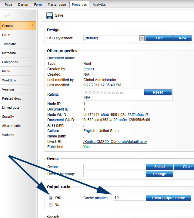 Enable output caching